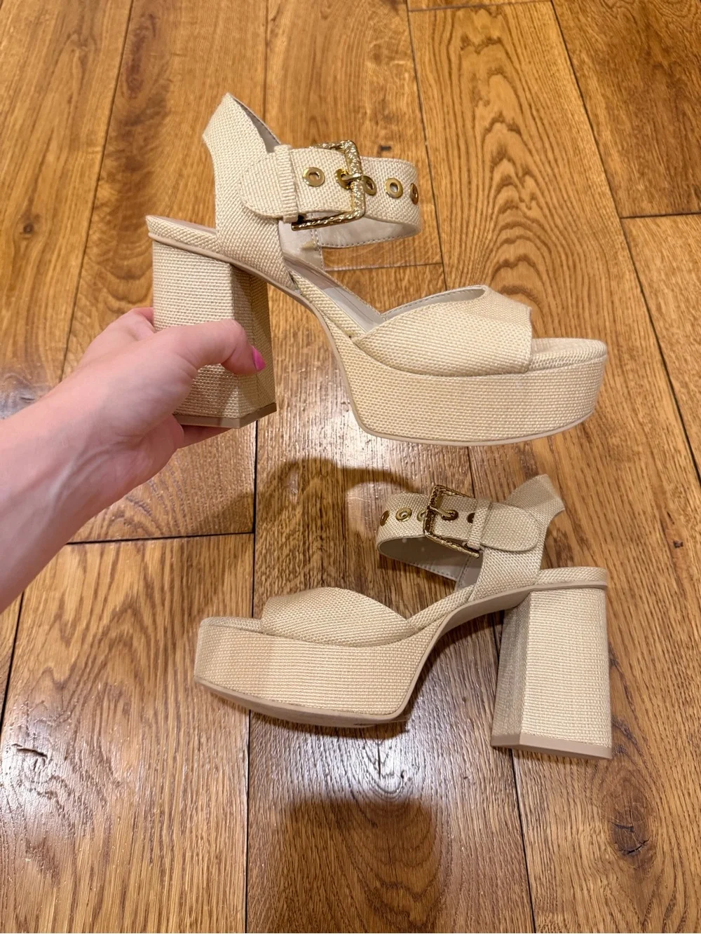 Dolce Vita Bobby Natural Woven Platform Block Heel Sandals